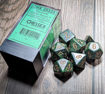 Chessex Der Ruf des Cthulhu Würfel Gesprenkelte Polyeder Goldene Aufklärung 7Stück 25335