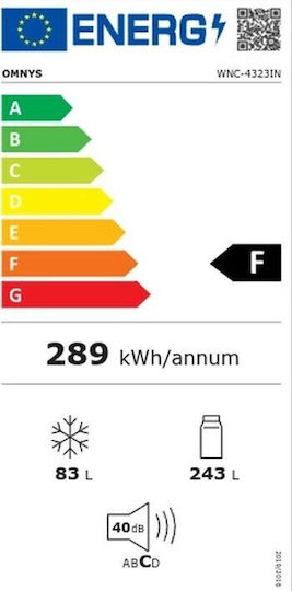 Omnys Ψυγειοκαταψύκτης 326lt Total NoFrost Υ201xΠ60xΒ60εκ. Inox WNC-4323IN