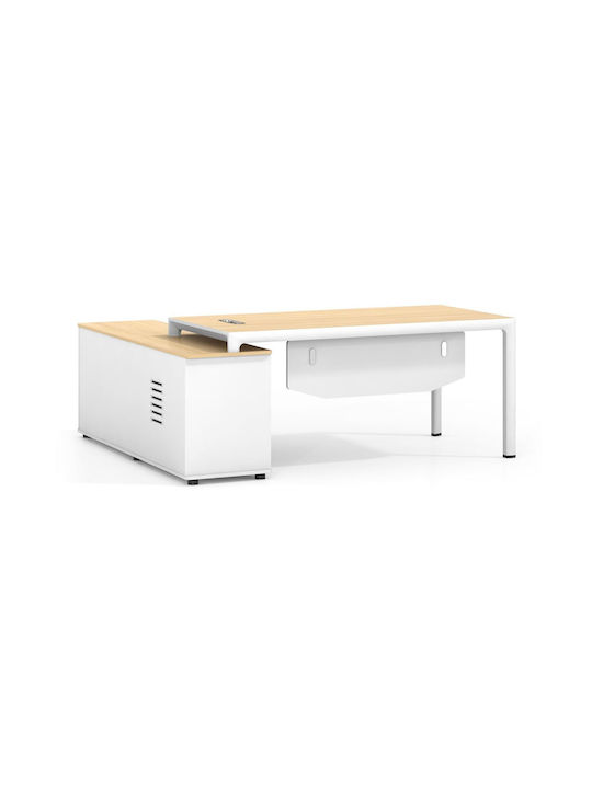 Corner Desk Thesis Wooden White / Natural 160x160x75cm