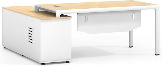 Birou Colțar Thesis Din Lemn Alb / Natural 160x160x75cm EO920,1