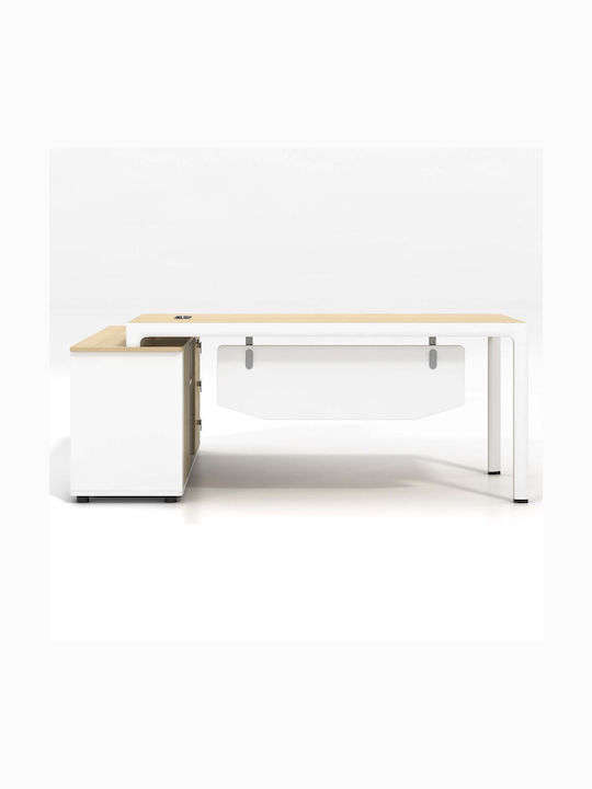 Corner Desk Thesis Wooden White / Natural 160x160x75cm