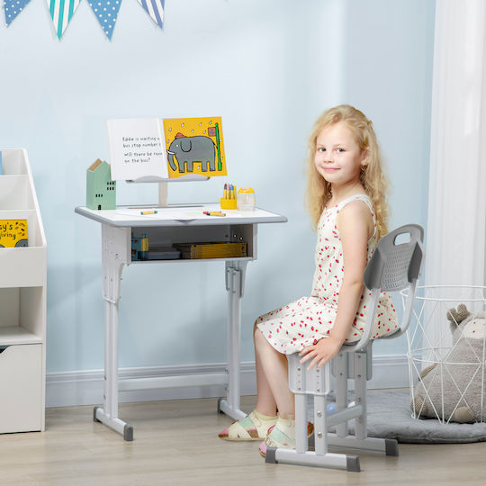 HomCom Kids Desk Grey 40x36x60-72cm