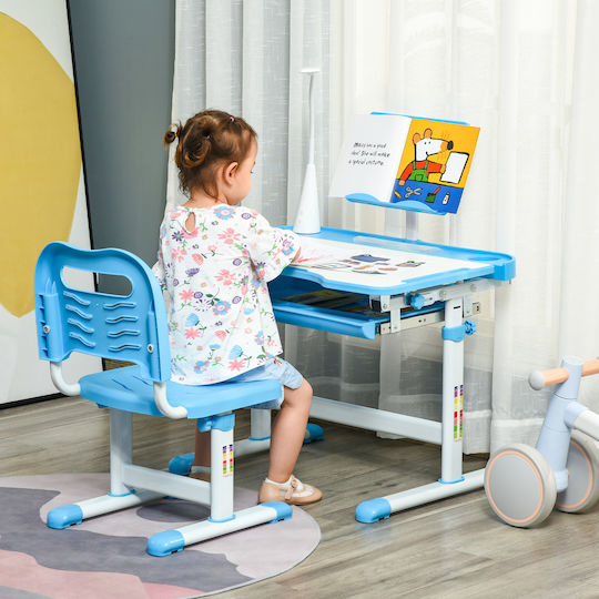 Kids Desk Made of Melamine Blue 70x49x52-77cm