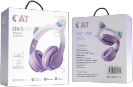 Cat STN28 Pro Wireless / Wired On Ear Headphones with 15 hours of Operation Purple