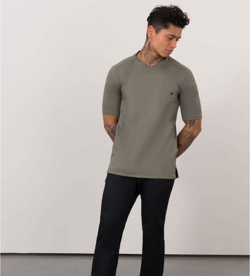 Le Nouveau Chef Blouse Chef Male Khaki with Short Sleeve Ferre
