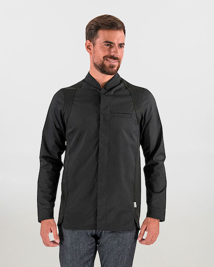 Lafont Mantel Koch 100% Baumwolle Herren Schwarz mit Langärmelig Basil