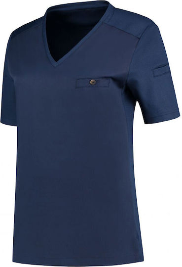 Le Nouveau Chef Bluse Koch Damen Blau mit Kurzärmelig Fae