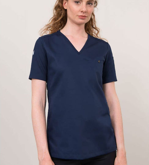 Le Nouveau Chef Bluse Koch Damen Blau mit Kurzärmelig Fae