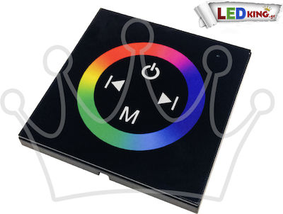 GloboStar Dimmer Cu ecran tactil Montat pe perete Controler RGB Panou Negru 12-24 Volti 144 Watt 77409