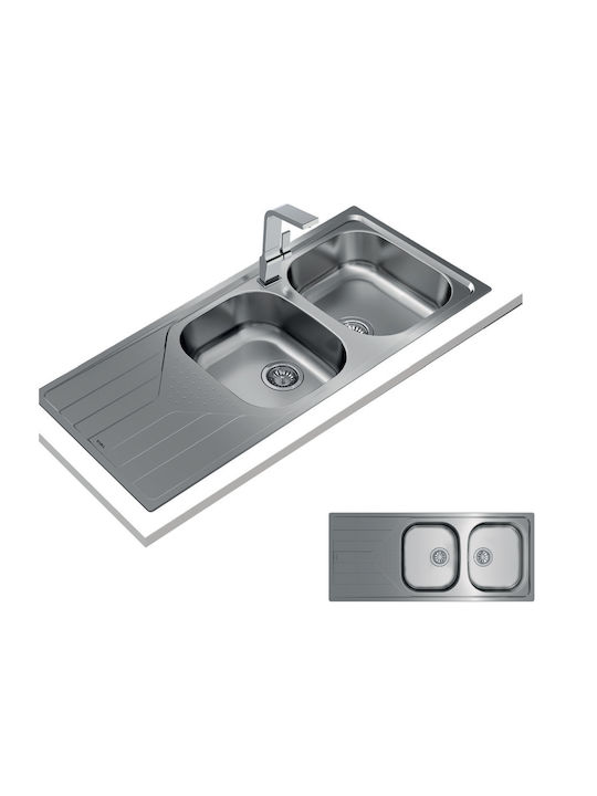 Teka Universe 80 T-XM 2B 1D Ένθετος Νεροχύτης Inox Σαγρέ Μ116xΠ50cm Ασημί
