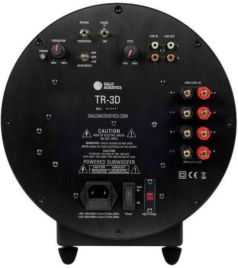 Gallo Acoustics TR-3D Самоусилващ Субуфер с Говорител 10" 300W Черен