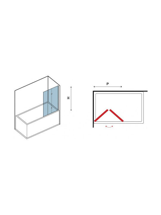 Karag S 7 Vasca S7VA70 Divider de verandă Cada de baie cu Cu balamale Ușă 70x140cm Sticlă transparentă Cromo