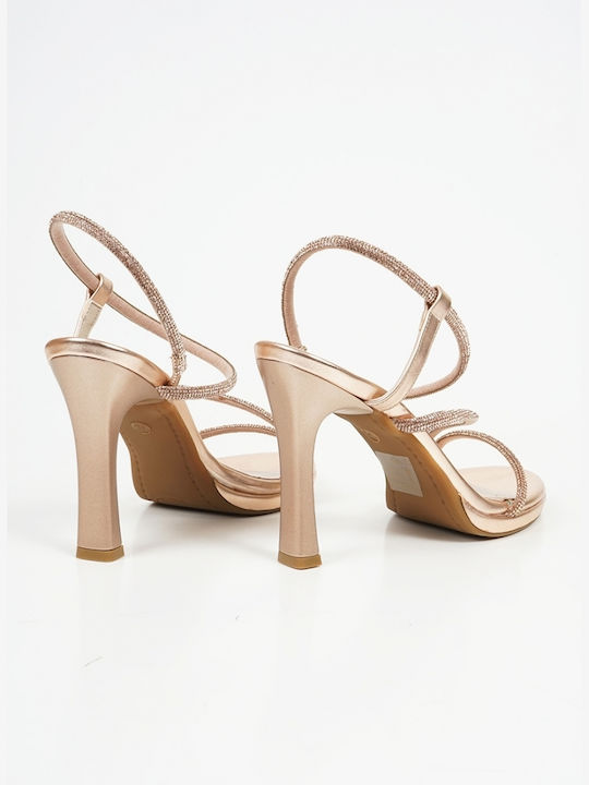 Leather Sandals with Strass Copper/Xalco