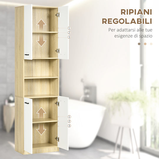 Kleankin Bathroom Cabinet L53xW33.5xH195.7cm White
