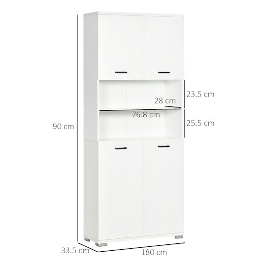 Kleankin Cabinet de baie L80xA33.5xÎ190cm Alb