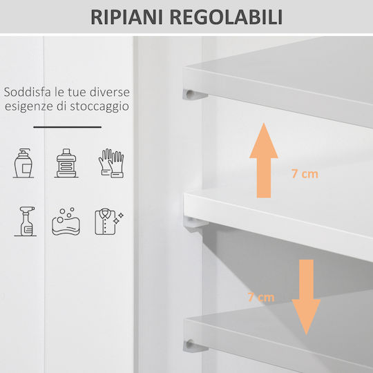Kleankin Cabinet de baie L60xA30xÎ108cm Alb