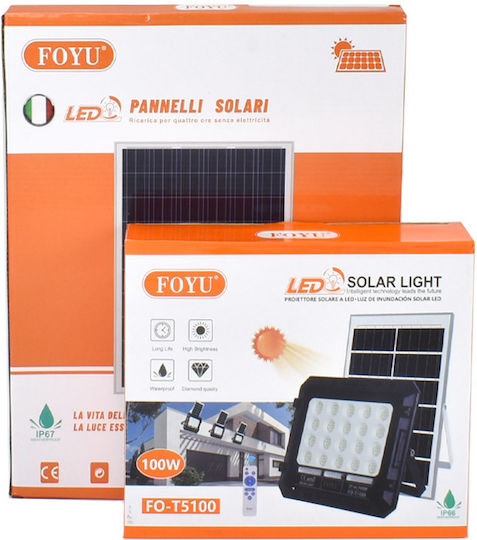 Foyu Rezistent la apă Solar Proiector LED 100W Alb Rece 6500K IP66