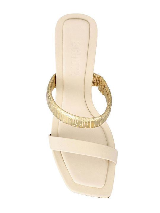 Δερμάτινα Πέδιλα Eggshell/Gold