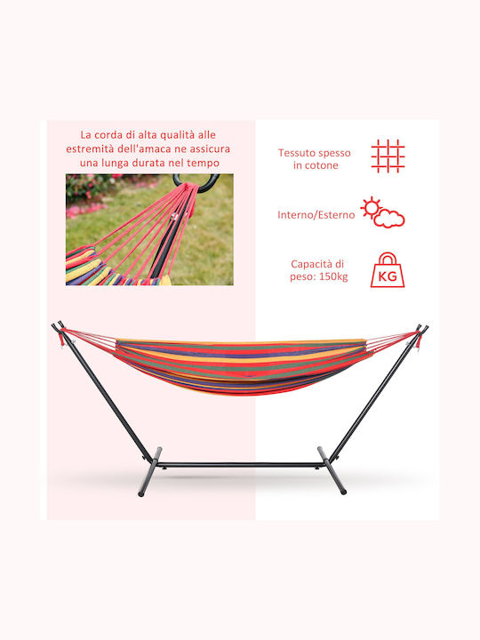 Outsunny Hängematte Stoff mit Gestell Mehrfarbig 285x118x110cm
