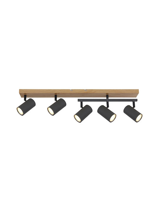 Globo Lighting Spot with 5 Lights and with Socket GU10 in Black Color