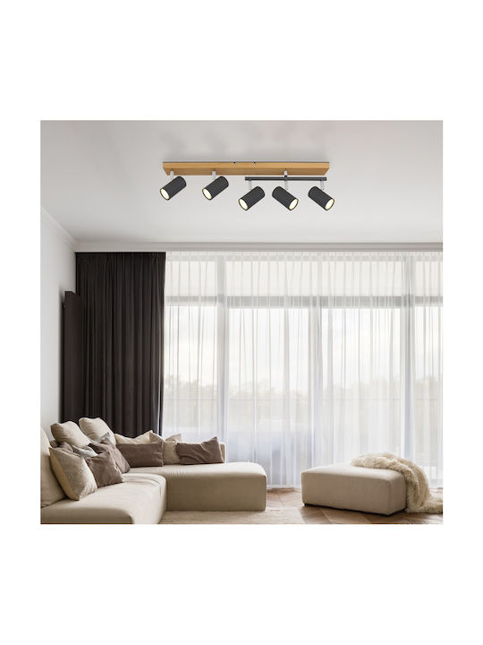 Globo Lighting Spot with 5 Lights and with Socket GU10 in Black Color