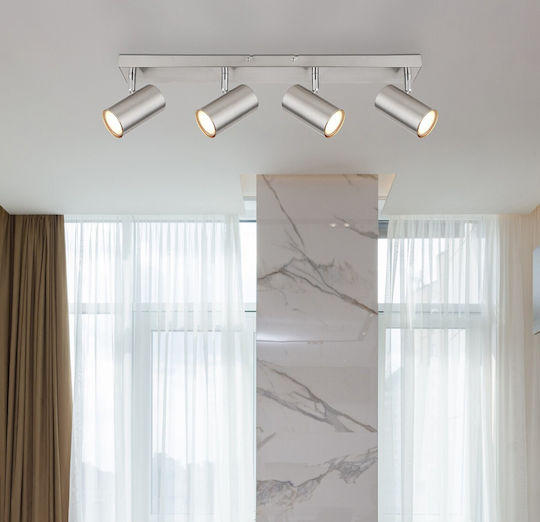 Globo Lighting Spot with 4 Lights and with Socket GU10 in Silver Color Globo Lighting Spot with 4 Lights and with Socket GU10 in Silver Color