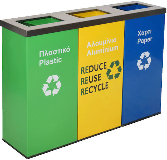 Molyto 40.10.070 Recycling Metallic Waste Bin 3x110lt Multicolour