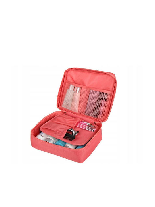 Travel Bag Travel Bag with Zipper and compartments in Coral color, 20x17x8 cm - Aria Trade