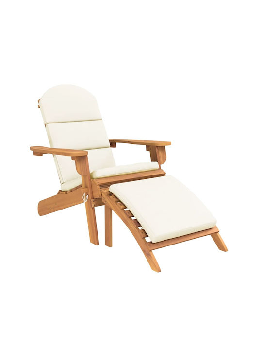 Deckchair Wooden with Cushion Brown with Table 3pcs 75x84x90cm.