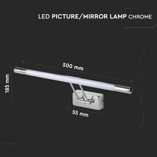 V-TAC Modern Leuchte Wand mit Integrierter LED und Neutralweißes Licht Silber 50cm