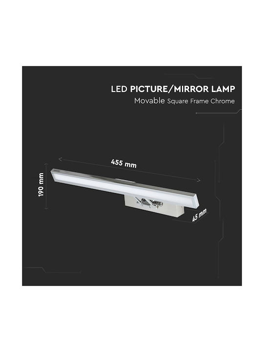V-TAC Modern Lamp Wall with Integrated LED and Warm White Light Silver 45.5x4.5x19cm