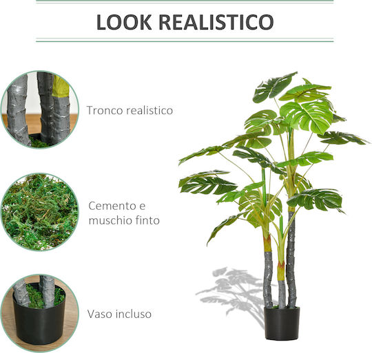 Künstliche Pflanze im Topf Monstera Grün 120cm HomCom