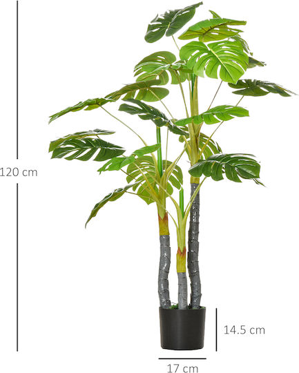 Künstliche Pflanze im Topf Monstera Grün 120cm HomCom