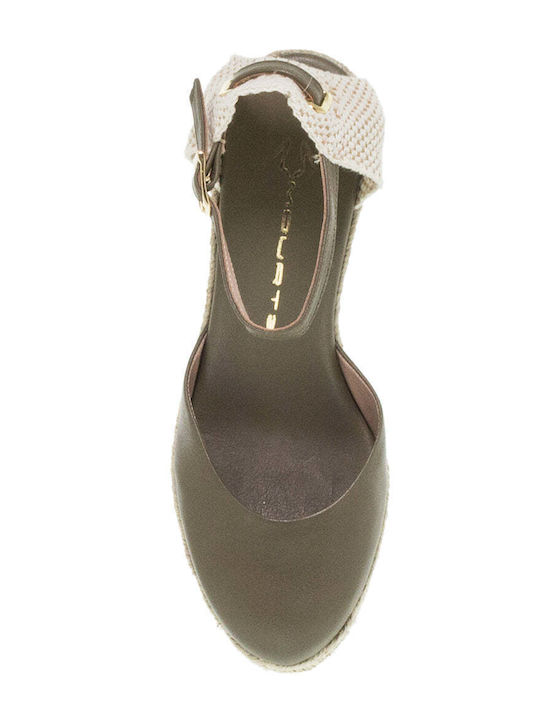 Mourtzi Platforme dama în stil espadrile Olive