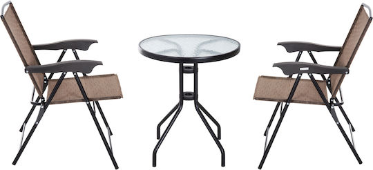 Dining Set for Small Outdoor Spaces 3 Pieces Brown