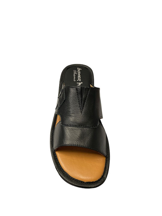 Comfort Leather Women's Flat Sandals in Black Color
