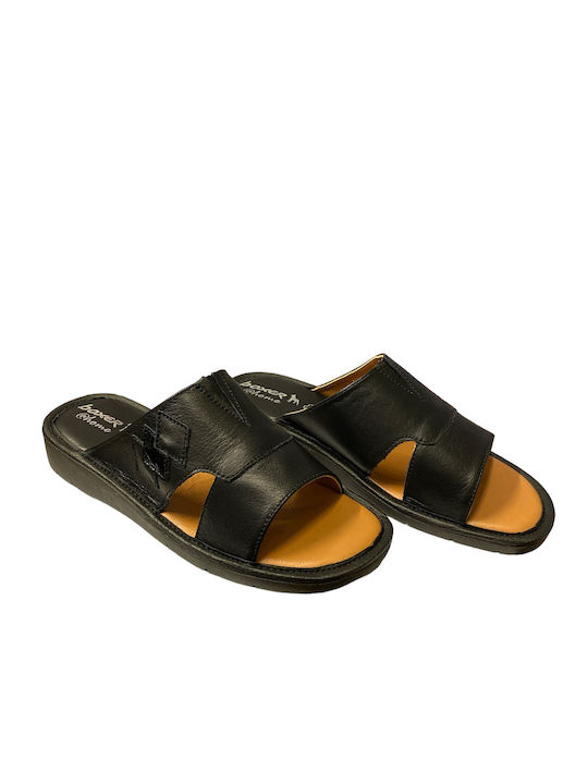 Comfort Leather Women's Flat Sandals in Black Color