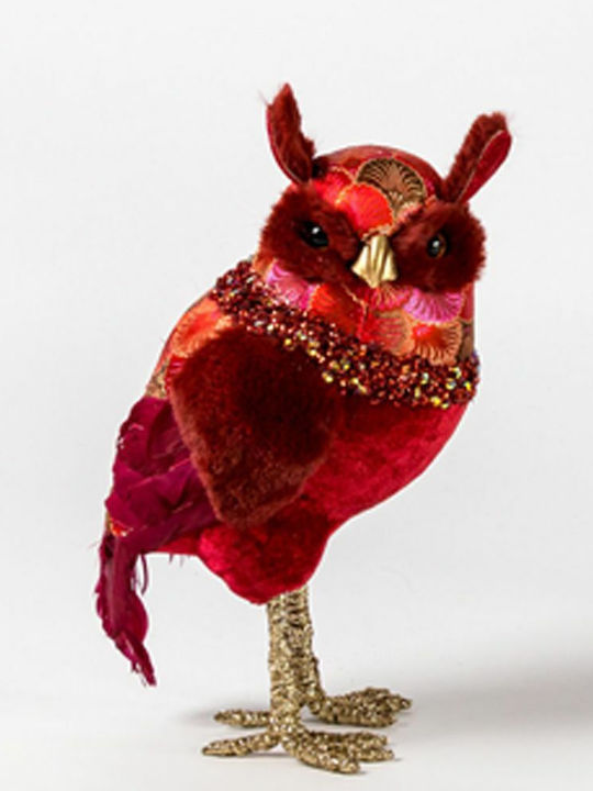 Iliadis Christmas Fabric Figure Owl Red Height 24cm