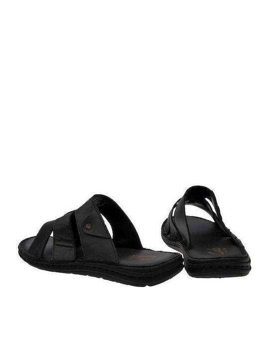 Leder Herrensandalen in Schwarz Farbe
