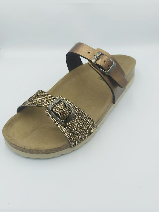 Level Anatomic Women's Flat Sandals Anatomic in Gold Color