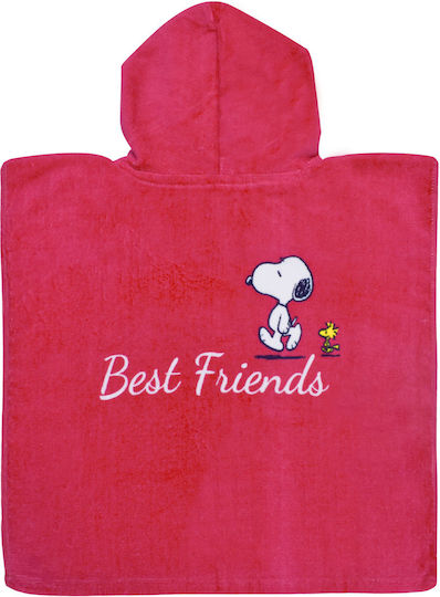 Stamion Snoopy Best Friend Детска плажна пончо Червен 100 x 50см.