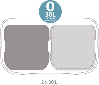 Brabantia Brabantia Recycling Mülleimer aus Inox Push Silbern 60lt
