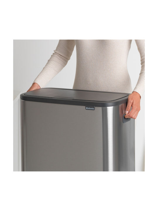 Brabantia Brabantia Recycling Mülleimer aus Inox Push Silbern 60lt
