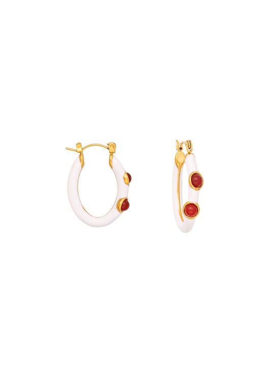 Excite-Fashion Earrings Hoops made of Steel Gold Plated with Stones