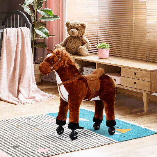 HomCom Horse Ζωάκι Ride On για 36+ μηνών με Ήχους Καφέ