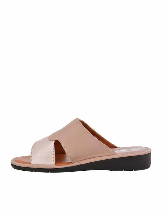Comfort Leather Women's Flat Sandals in Tabac Brown Color