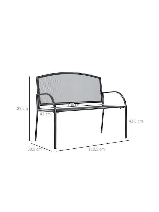 Bank Außenbereich Metallisch Gray 110.5x53.5x89cm