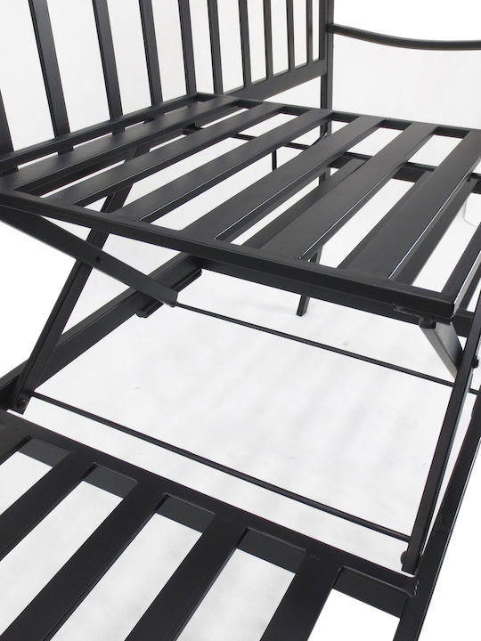 Two-Seater Sofa Outdoor Metallic Black 150x53x95cm