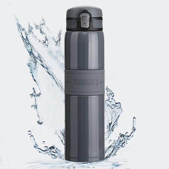 Uzspace Bottle Thermos Stainless Steel 480ml Gray with Mouthpiece