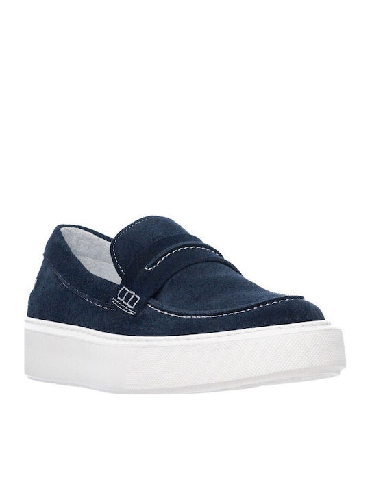 Δερμάτινα Ανδρικά Loafers σε Μπλε Χρώμα